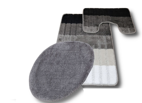 Szürke mintás <br/>3 részes fürdőszoba szőnyeg szett